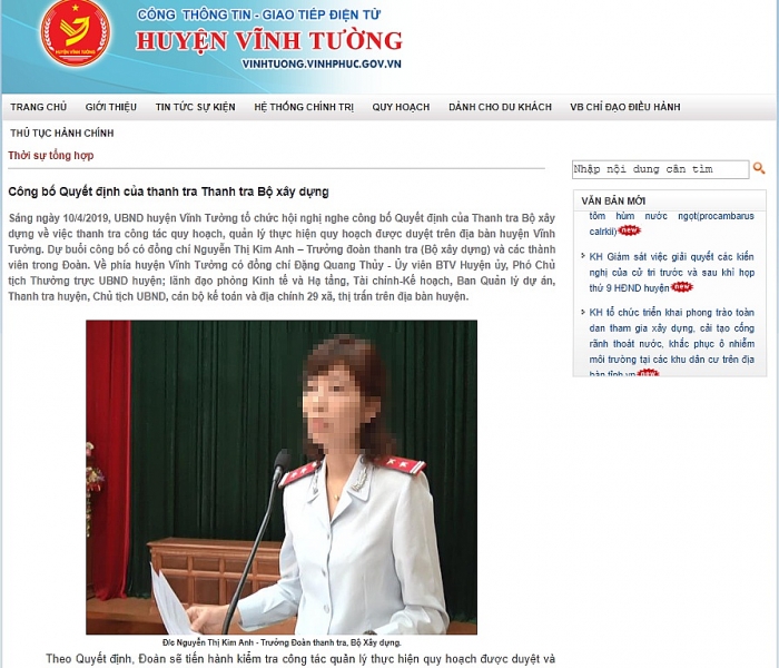 Thanh tra những ai, nội dung gì tại huyện Vĩnh Tường, Vĩnh Phúc? vu thanh tra bo xay dung voi tien hang chuc ty noi dung thanh tra la gi