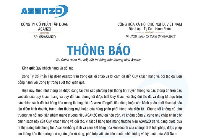 Tuyên bố phũ phàng của ông chủ Asanzo sau vụ "hàng Trung Quốc đội lốt Việt" dien may xanh nguyen kim thu hoi san pham asanzo tu choi trach nhiem