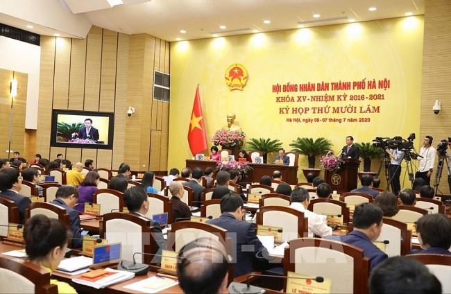 Quang cảnh kỳ họp HĐND TP. Hà Nội (Ảnh: Văn Điệp/TTXVN_ 2342 131514 khai mac ky hop thu muoi lam hdnd thanh pho ha noi khoa xv