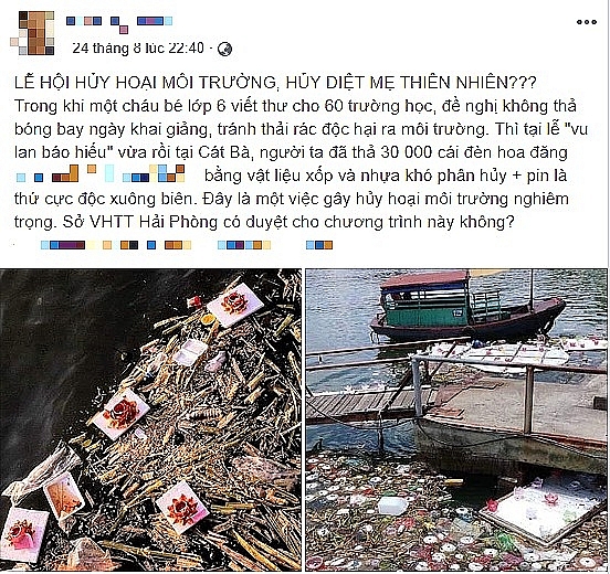 Thả 3 vạn hoa đăng nhựa xuống biển, lãnh đạo địa phương nói "để bảo vệ môi trường" tha 3 van hoa dang nhua xuong bien lanh dao dia phuong noi de bao ve moi truong