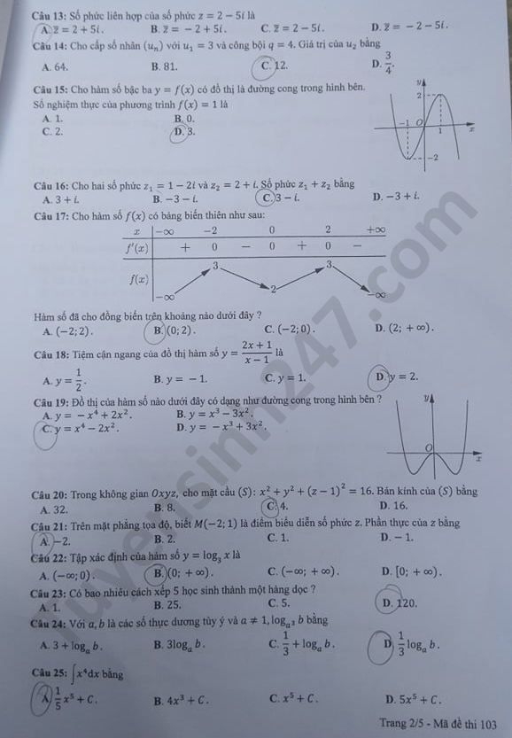 undefined 2554 de thi tot nghiep thpt mon toan 2020 ma 103 2 result