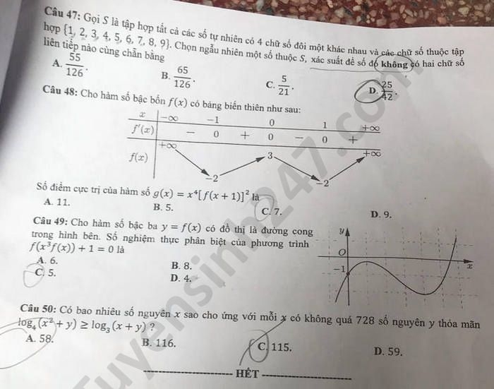 undefined 4500 de thi tot nghiep thpt mon toan 2020 ma 109 tr5 result