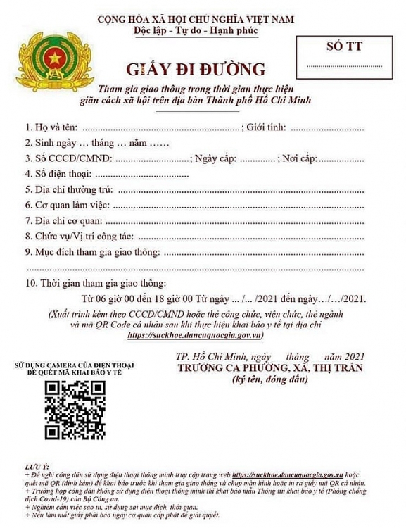 Giấy đi đường mẫu mới được sử dụng từ 0 giờ ngày 25/8 (Ảnh: NLĐ) Giấy đi đường mẫu mới được sử dụng từ 0 giờ ngày 25/8 (Ảnh: NLĐ)