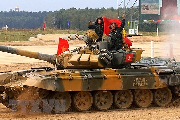 Đội tuyển xe tăng Việt Nam giành chiến thắng vang dội (Ảnh: Trần Hiếu/TTXVN) 3613 ttxvn armygames