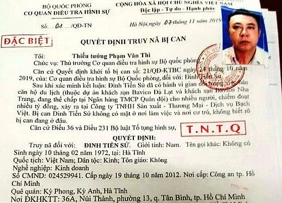 Tổng Giám đốc Bavico Đinh Tiến Sử bị truy nã đặc biệt vì tội gì? tong giam doc bavico dinh tien su bi truy na dac biet vi toi gi