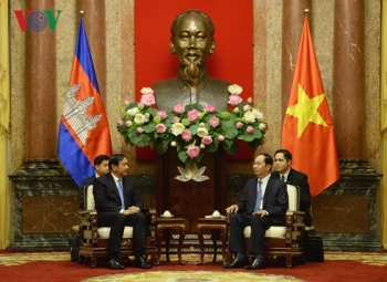 国家主席陈大光会见柬埔寨外交与国家合作部大臣布拉索昆