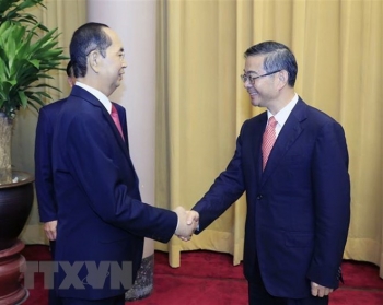 越南国家主席陈大光会见中国最高人民法院院长周强