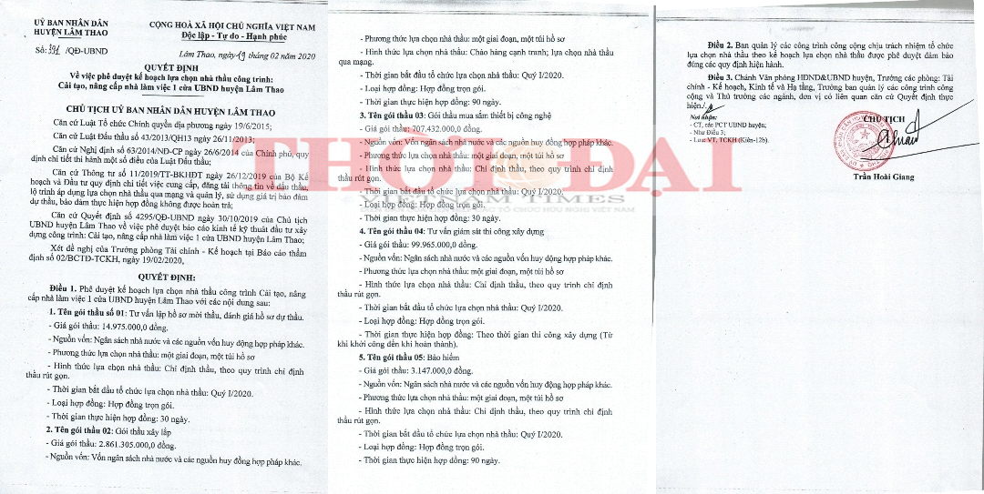 Phú Thọ: "Điệp khúc" trúng thầu sát giá ở huyện Lâm Thao phu tho vi sao mot so goi thau hang ty dong o huyen lam thao trung thau sat gia