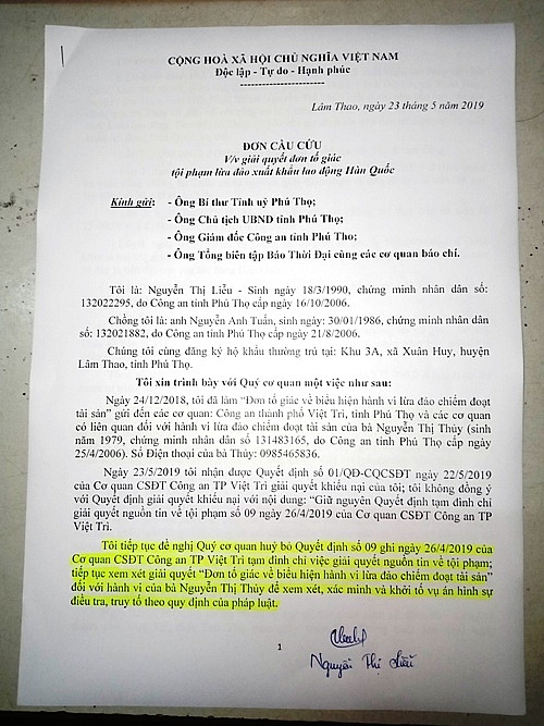 Công nhận đã nhận 284 triệu đồng vụ “lừa xuất khẩu lao động Hàn Quốc” ở Phú Thọ? cong nhan da nhan 284 trieu dong vu lua xuat khau lao dong han quoc o phu tho