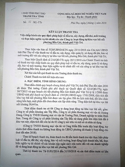 chu tich ubnd tp viet tri chi dao thuc hien nghiem ket luan thanh tra tinh phu tho