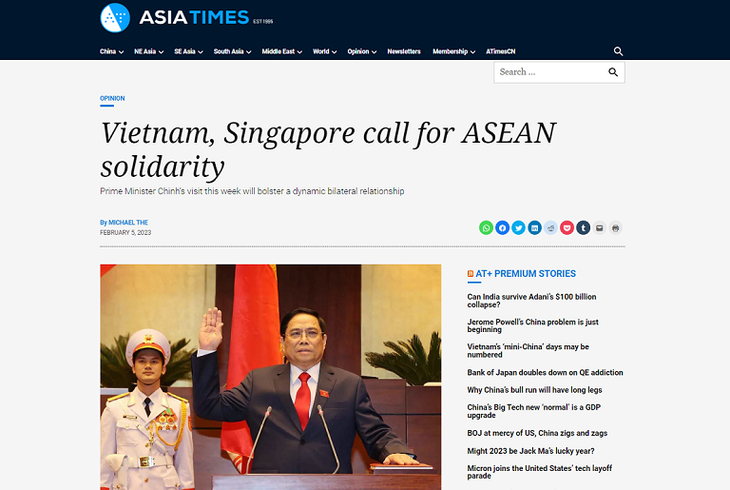 កាសែត Asiatimes៖ កិច្ចសហប្រតិបត្តិការវៀតណាម-សិង្ហបុរីជួយលើកកម្ពស់សាមគ្គីភាពក្នុងអាស៊ាន