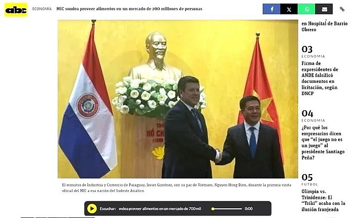 សារព័ត៌មាន Paraguayan វាយតម្លៃវិជ្ជមានលើទស្សនវិស័យសម្រាប់កិច្ចសហប្រតិបត្តិការជាមួយវៀតណាម