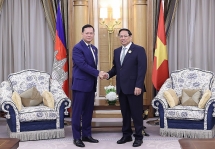 នាយករដ្ឋមន្ត្រីវៀតណាមលោក Pham Minh Chinh អញ្ជើញជួបសន្ទនាជាមួយនាយករដ្ឋមន្ត្រីកម្ពុជាសម្តេចមហាបវរធិបតី ហ៊ុន ម៉ាណែត