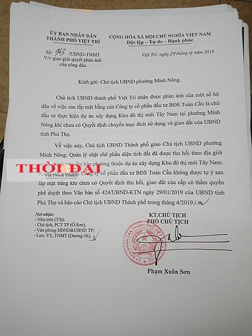 Dự án KĐT mới Tây Nam Việt Trì: Ngang nhiên san lấp khi chưa có Quyết định của UBND tỉnh du an kdt moi tay nam viet tri ngang nhien san lap khi chua co quyet dinh cua ubnd tinh