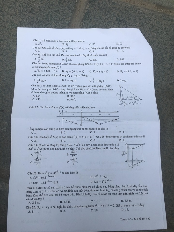 Đề thi Toán THPT quốc gia 2019 chính thức de thi toan thpt quoc gia 2019 chinh thuc