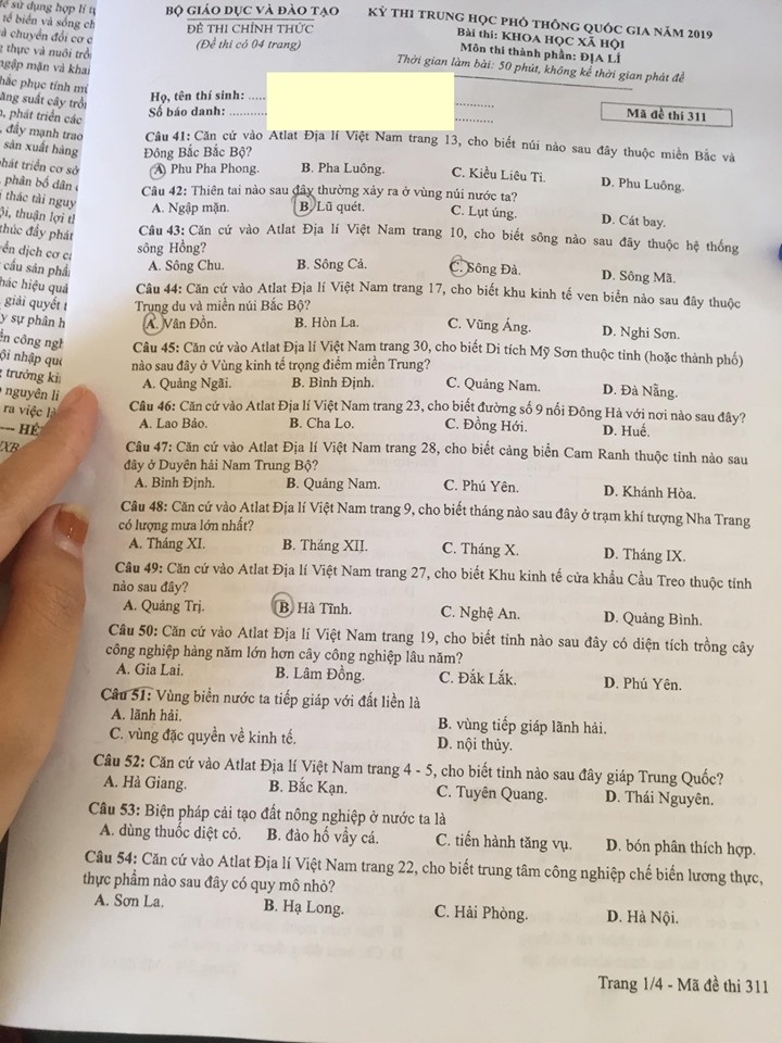 Cập nhật đề thi môn Địa lý THPT quốc gia 2019 cap nhat de thi mon dia ly thpt quoc gia 2019