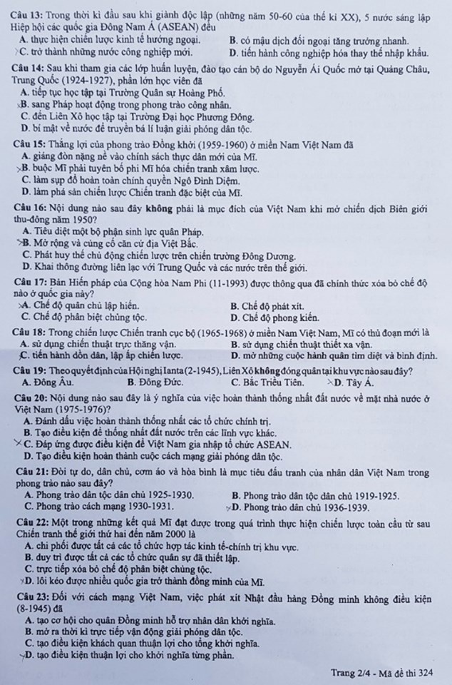 Gợi ý bài làm môn Lịch sử THPT Quốc gia 2019 mới nhất goi y bai lam mon lich su thpt quoc gia 2019 moi nhat
