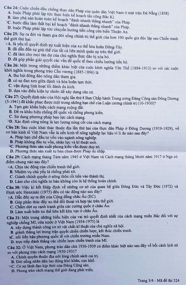 Gợi ý bài làm môn Lịch sử THPT Quốc gia 2019 mới nhất goi y bai lam mon lich su thpt quoc gia 2019 moi nhat