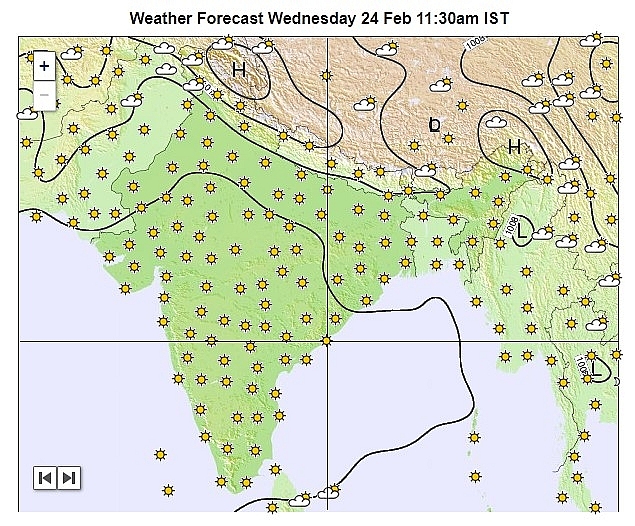 Weather Forecast Wednesday 24 Feb 11:30am IST. Photo: Weather-forecast.com. 0319 india 242 2