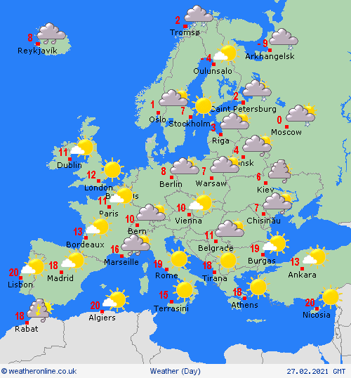 UK and Europe daily weather forecast latest, February 27: Fine and mainly dry day with bright or sunny spells in the UK UK and Europe daily weather forecast latest, February 27: Fine and mainly dry day with bright or sunny spells in the UK