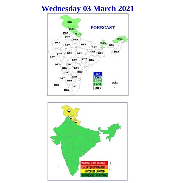 India daily weather forecast latest, March 1: Many parts of the western Himalayan region to receive light rain and snow