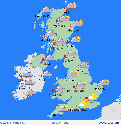 UK and Europe daily weather forecast latest, March 9: A mostly cloudy and dry day in the UK before strong winds and heavy rain move in UK and Europe daily weather forecast latest, March 9: A mostly cloudy and dry day in the UK before strong winds and heavy rain move in