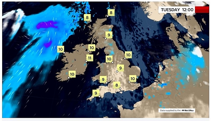 UK and Europe daily weather forecast latest, March 9: A mostly cloudy and dry day in the UK before strong winds and heavy rain move in UK and Europe daily weather forecast latest, March 9: A mostly cloudy and dry day in the UK before strong winds and heavy rain move in