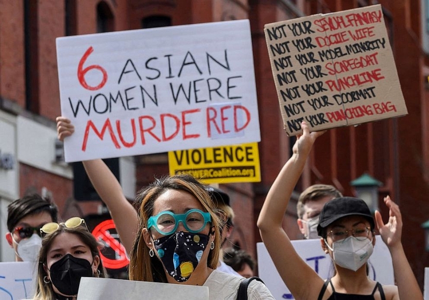 People participate in an Asian American attacks: Rallies, protesters against racially motivated violence witness widespread participation