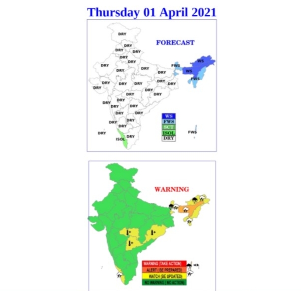 India daily weather forecast latest, April 1: Heavy rainfall to hit Assam, Meghalaya, Andaman & Nicobar Islands India daily weather forecast latest, April 1: Heavy rainfall to hit Assam, Meghalaya, Andaman & Nicobar Islands