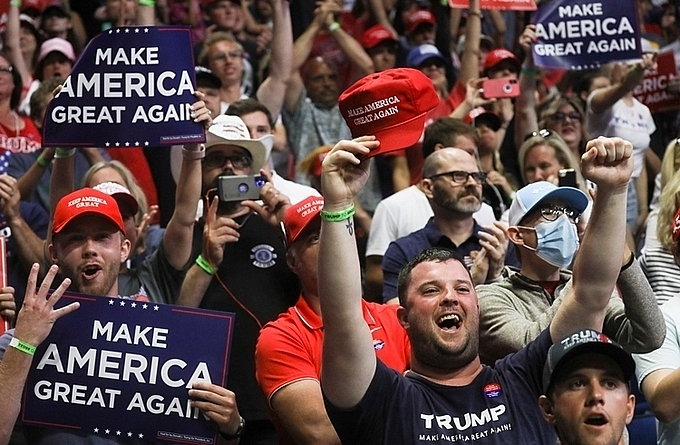 People attending Trump's campaign rally in Tulsa. Photo: Reuters 3049 trump rally 1