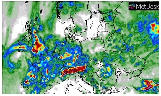 BBC Weather: Mr Fawkes went into detail of these thunderstorms and where they would likely occur in Europe. (Image: WXCHART) 0811 eu 128 1
