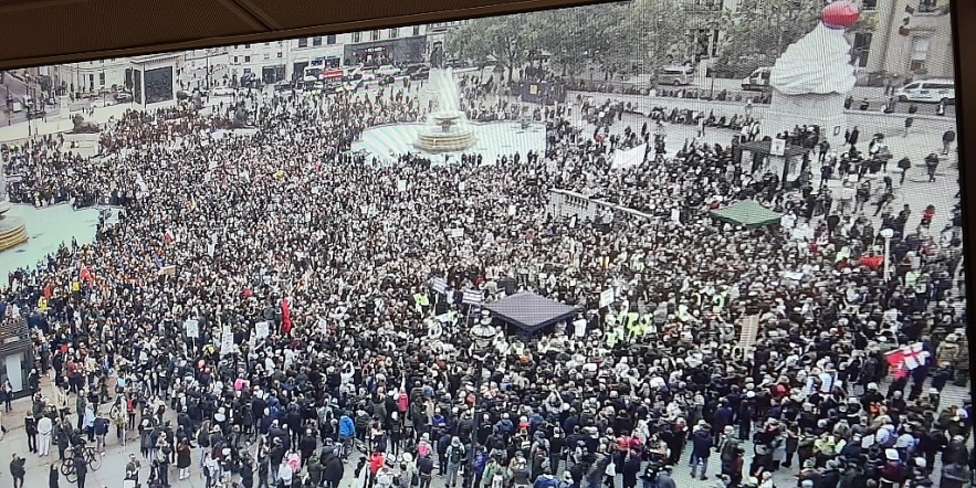 Anti-lockdown protests in the UK: Nine cops injured as Trafalgar Square and Hyde Park bombarded by thousands of maskless protesters Anti lockdown protests in the UK: Nine cops injured as Trafalgar Square and Hyde Park bombarded by thousands of maskless protesters
