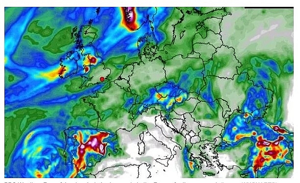 BBC Weather: Powerful wet and windy showers to batter Europe for the new week (Image: WXCHARTS) 2409 eu 311