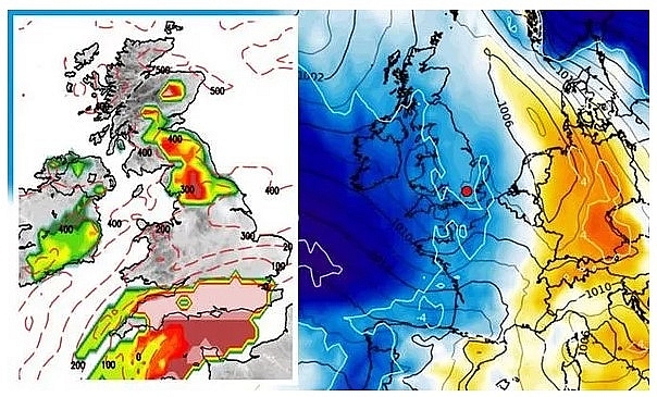 UK snow forecast: The UK could be covered in snow in two weeks time (Image: Getty/Netweather) 1939 uk 511