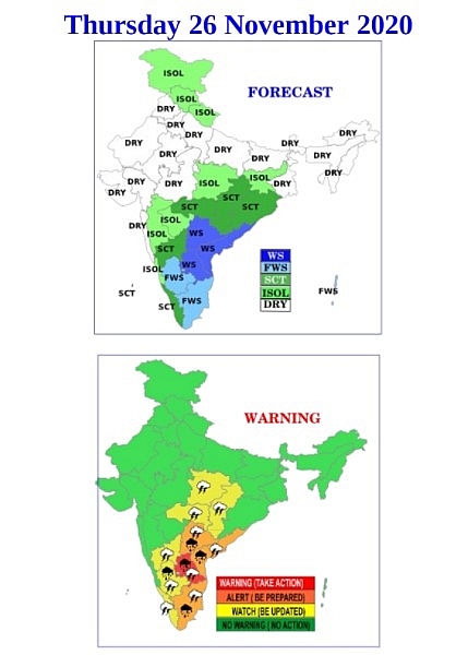 India weather forecast latest, november 26: cyclone nivar sets to cross the coasts of tamil nadu and puducherry