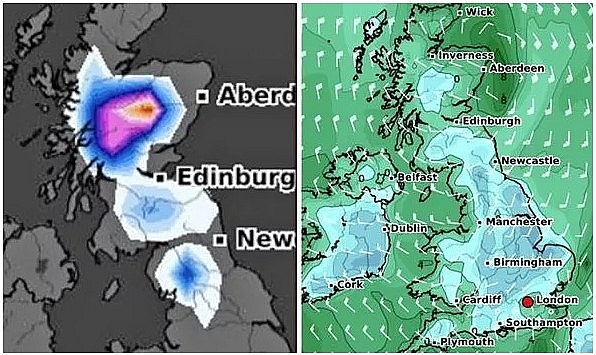 UK cold weather forecast: Temperatures are expected to plummet (Image: WXCHARTS) 2643 uk 1012