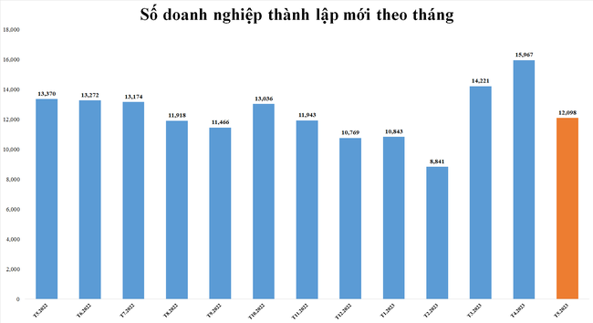 Doanh nghiệp thành lập mới tháng 5 giảm mạnh cả về lượng và vốn so với tháng 4 Doanh nghiệp thành lập mới tháng 5 giảm mạnh cả về lượng và vốn so với tháng 4 ảnh 2
