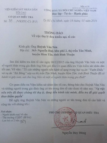 don to cao cua ong huynh van nen dang duoc thu ly