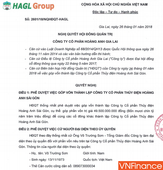 hagl gop von thanh cap cong ty con chuyen dau tu vao thuy dien