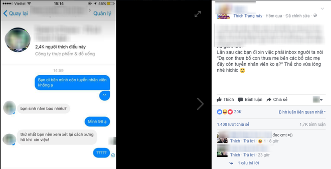 chi mot cau hoi xin viec o quan tra sua ca mang xa hoi tranh cai nay lua suot hom nay