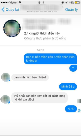 chi mot cau hoi xin viec o quan tra sua ca mang xa hoi tranh cai nay lua suot hom nay