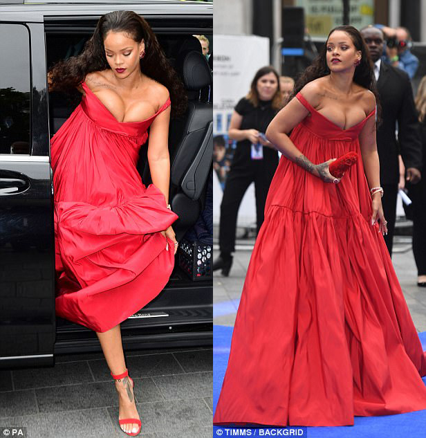 rihanna gay phan cam vi dien vay tre nai va o ep vong 1 qua da giua su kien