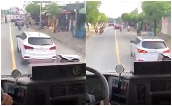 clip chiec o to 7 cho bang bang di tren duong chan dau xe cuu hoa bat chap tieng coi xin uu tien gay buc xuc
