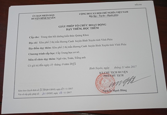vinh phuc trong thoi gian nghi he nghiem cam day them trong nha truong cap phep ngoai nha truong
