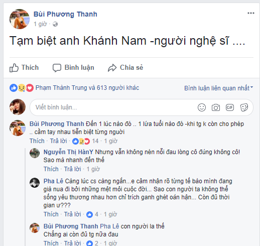 sao viet dau xot khi nghe tin nghe si hai khanh nam qua doi