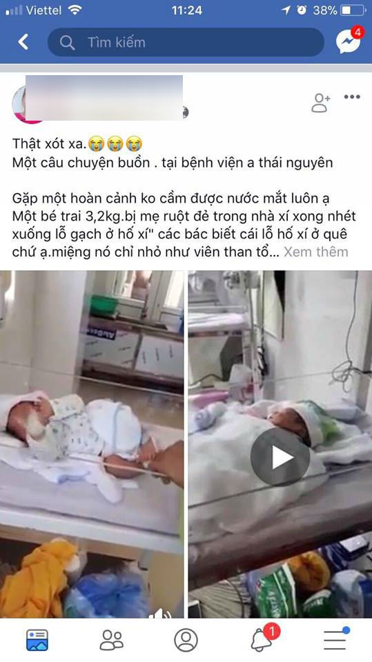thai nguyen nghi an be trai so sinh bi me de roi roi nhet xuong ho nha ve sinh