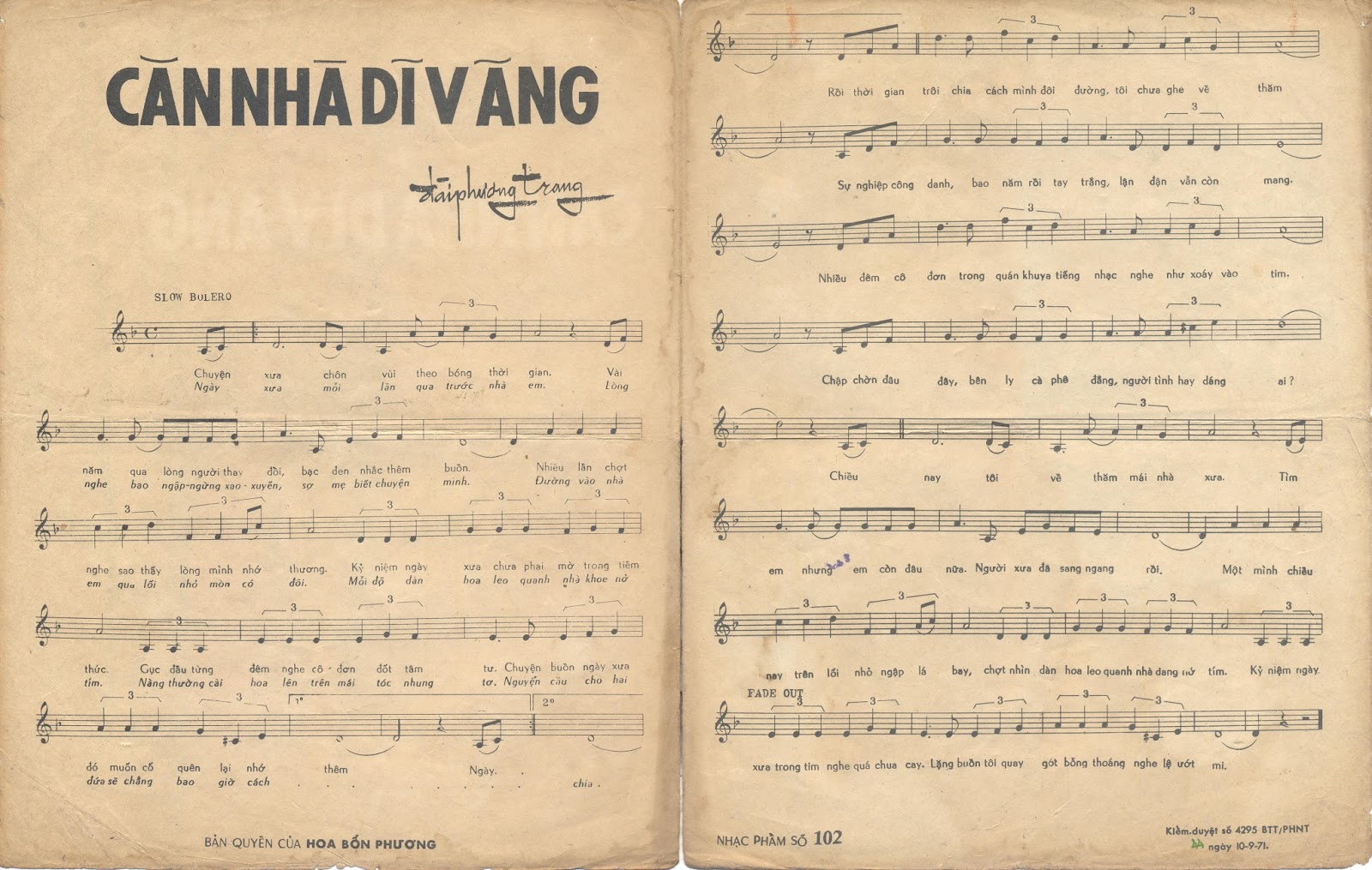 18 tinh khuc bolero sang tac truoc nam 1975 chinh thuc duoc luu hanh