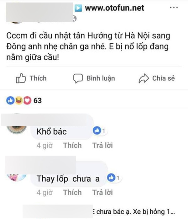 ha noi bi no lop tren cau nhat tan tai xe vua dang len facebook cau cuu thi khong may bi xe khac dam tu vong