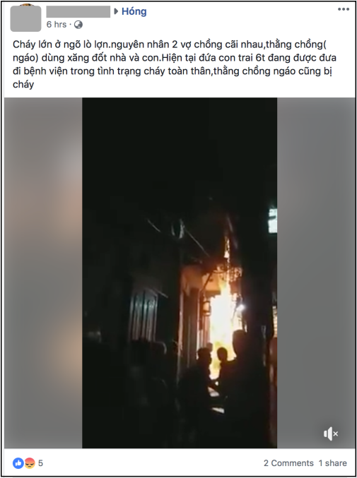 mau thuan voi vo ga dan ong cham lua dot nha khien be trai 6 tuoi bong nang