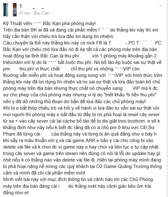 ky thuat vien phan mem quan ly phong may bi to lua dao pha hoai quan net